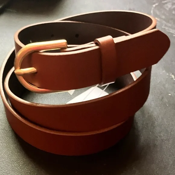 J Crew Classic brown leather, brass buckle dress belt M/L 36” preppy core - Picture 3 of 9